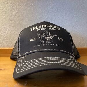 MENS TRUE RELIGION BUDDHA BLACK SNAPBACK TRUCKER HAT ADJUSTABLE CAP